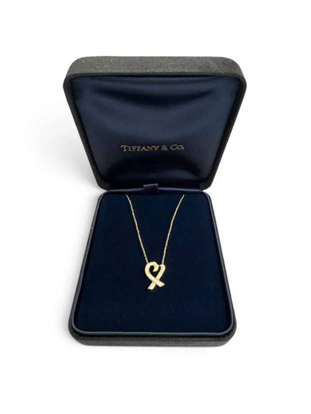 Tiffany & Co Paloma Picasso Loving Heart Diamond Pendant 750 Yellow